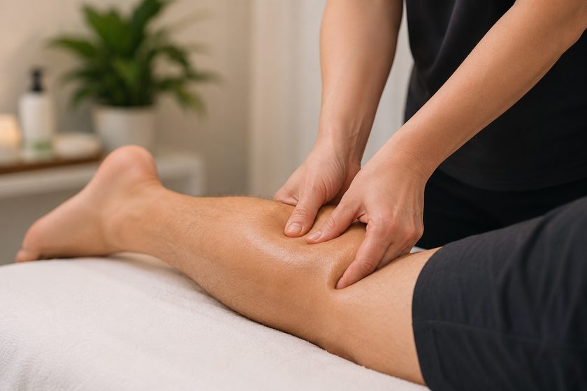 RMT sports injury massage on calf muscles at Woodroffe Health Centre in Nepean Ottawa